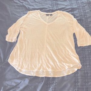 Tahari white linen top